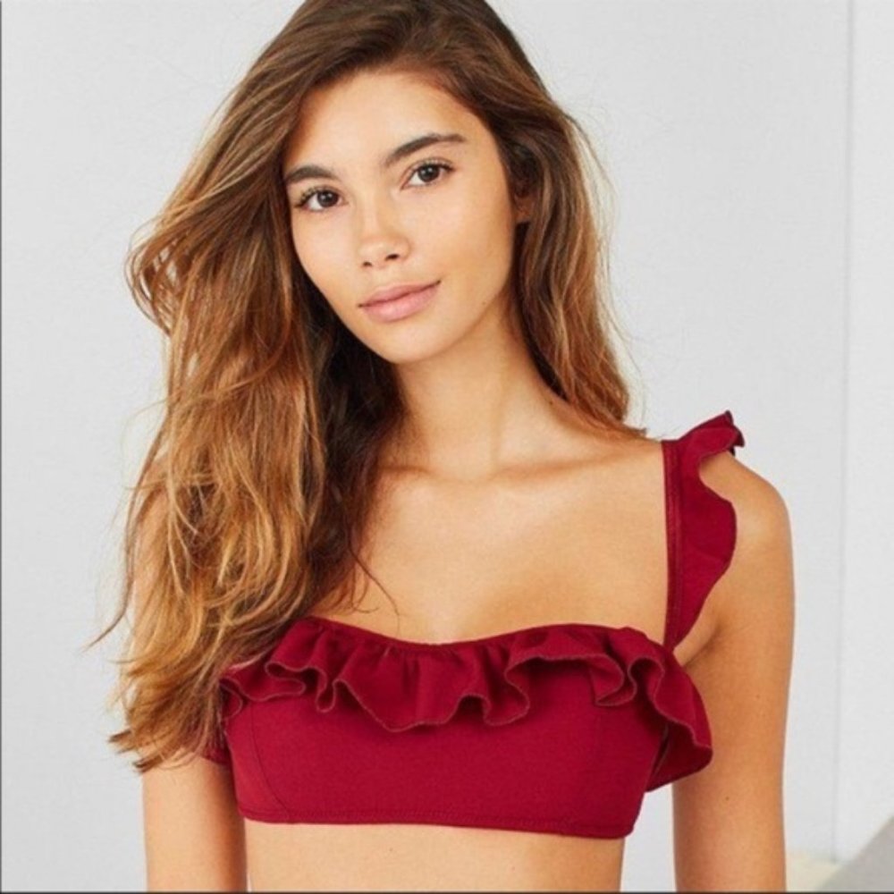 UO Ruffle Bralette top in Wine